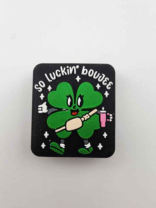 Good luck silicone focal bead Clover St Patrick's Day so luckin boujee