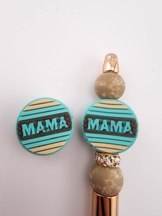 Mama turquoise western style silicone bead-B3