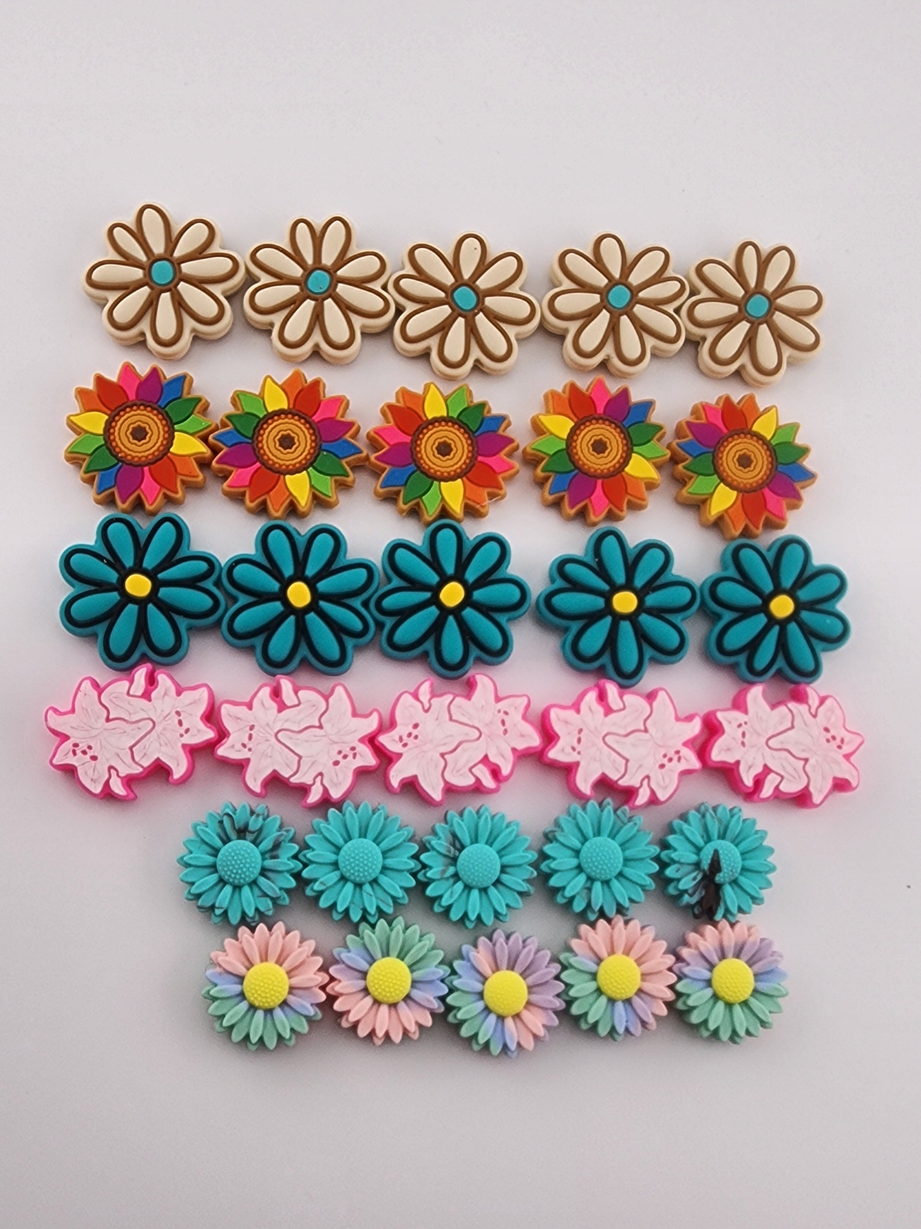Spring flower bundle silicone focal beads custom exclusive – Daisyland & Co