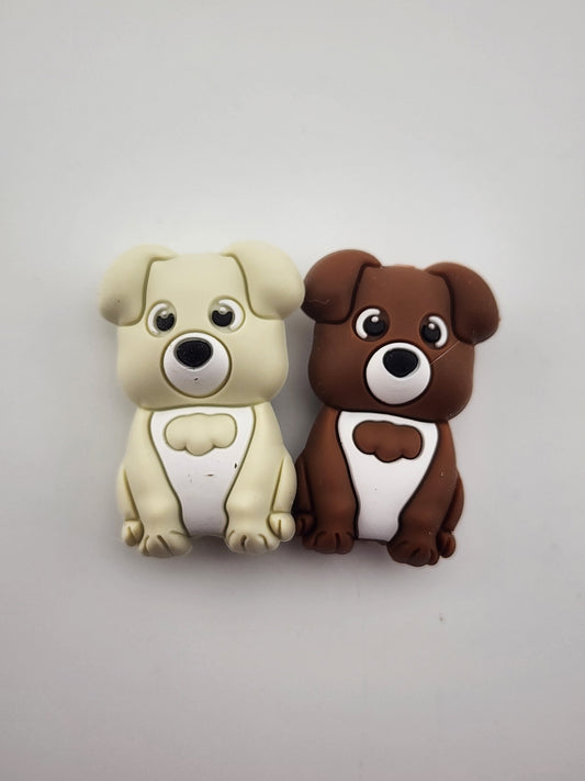 3d dog focal beads bead cream and brown silicone dogs