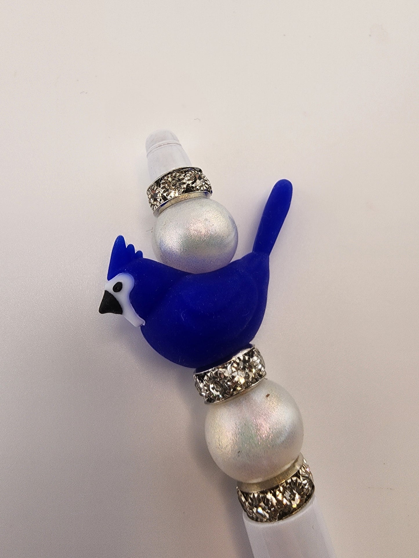 Bluejay blue bird silicone focal beads custom exclusive collab bead bluebird