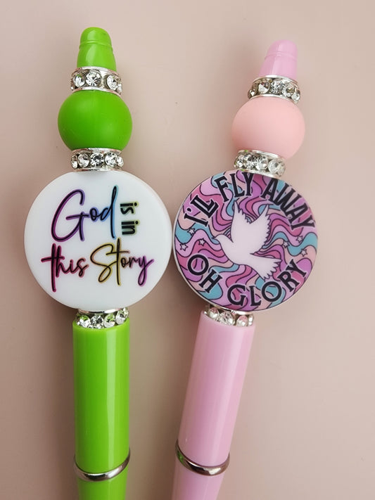 God is in this story and I'll fly away oh glory Custom exclusive licone print beads vital memes meme religion religious bead