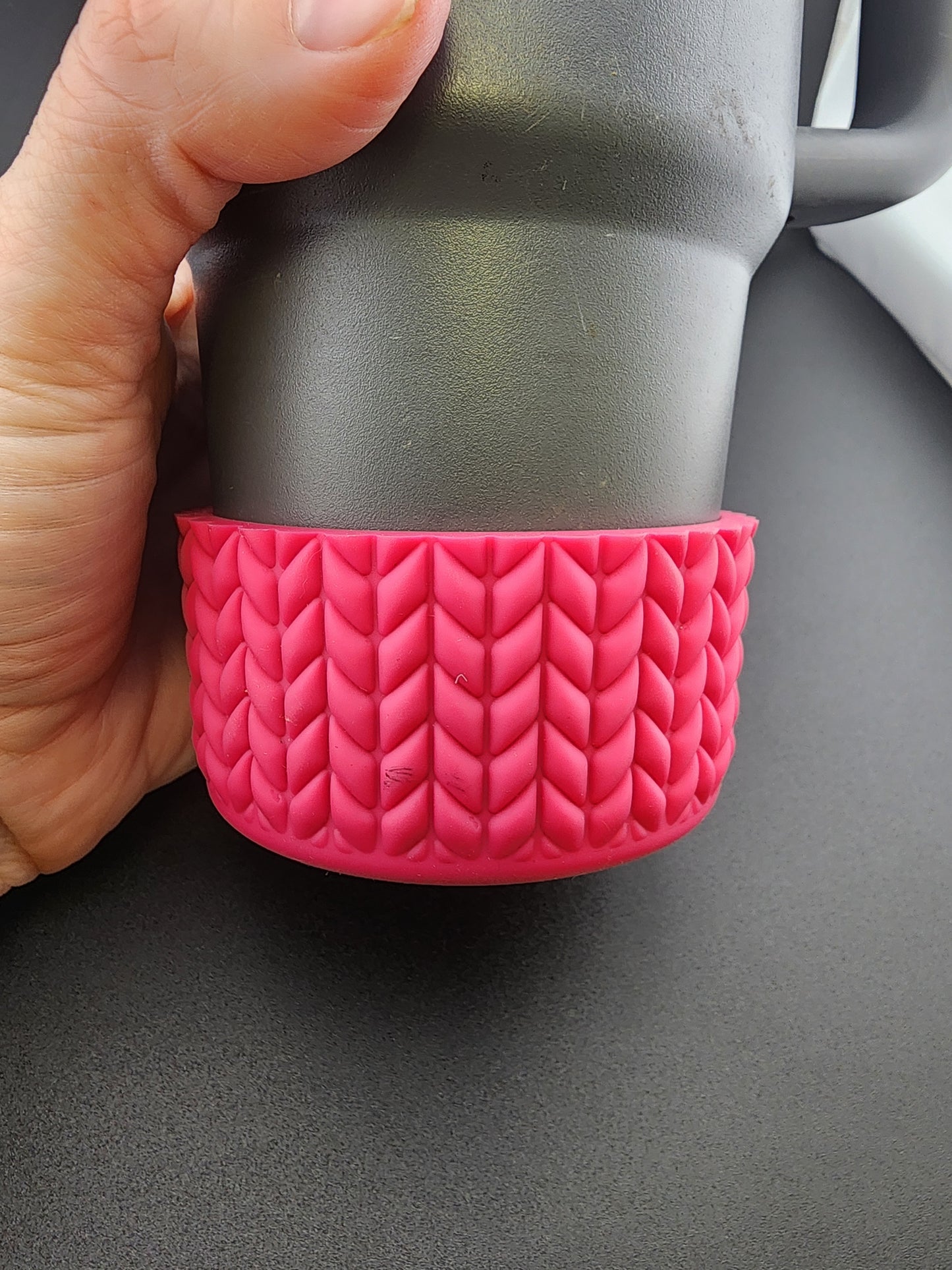 Custom collab exclusive silicone  boots for stanley tumblers cable knit sweater cup boot