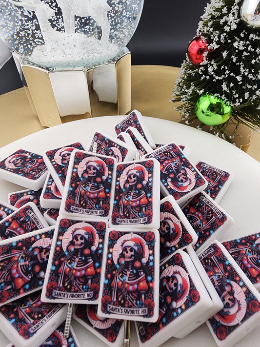 Santa's favorite hoe custom exclusive silicone print focal bead tarot card