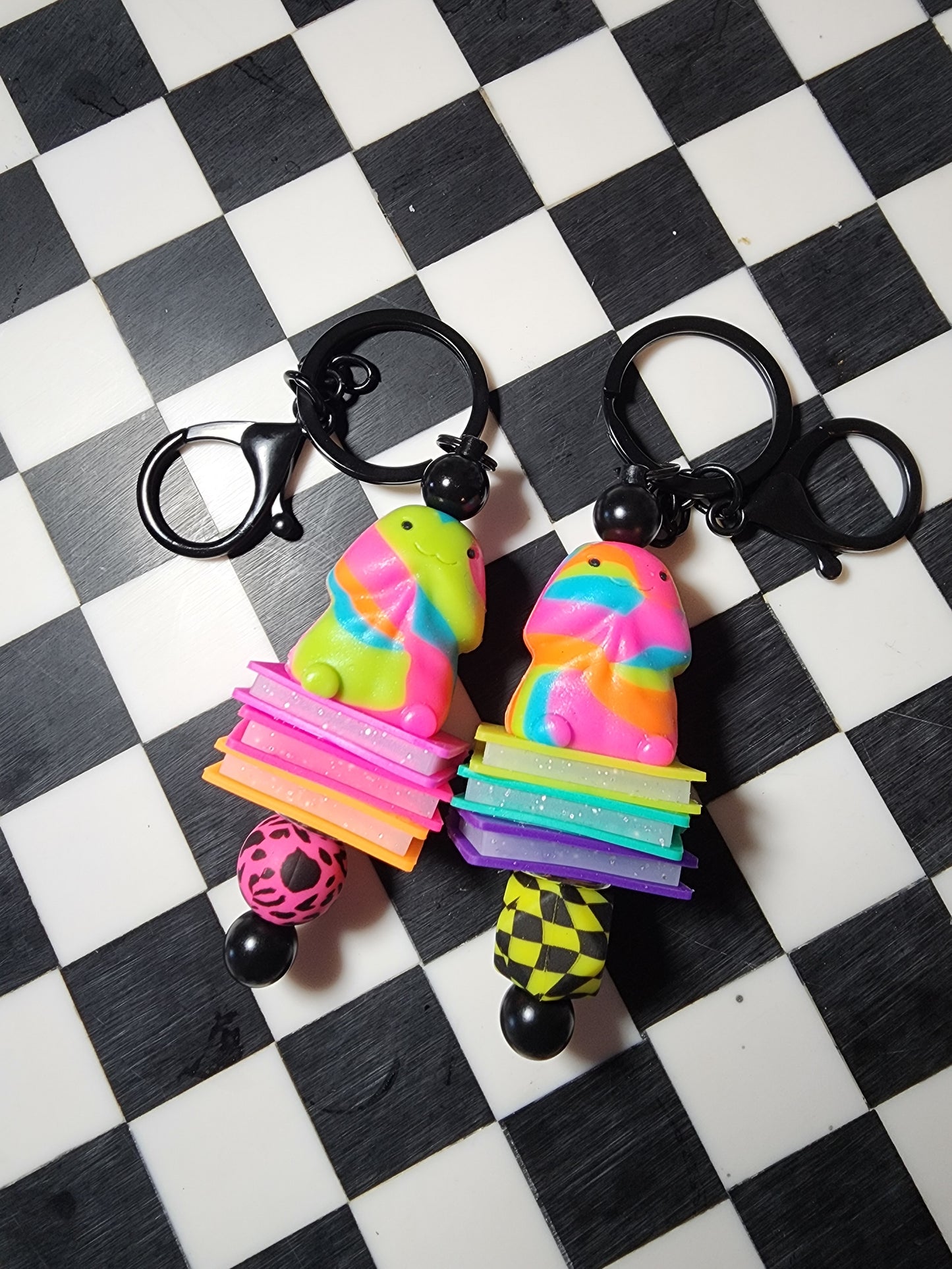 Richard keychains neon books booktok tiktok rainbow swirl