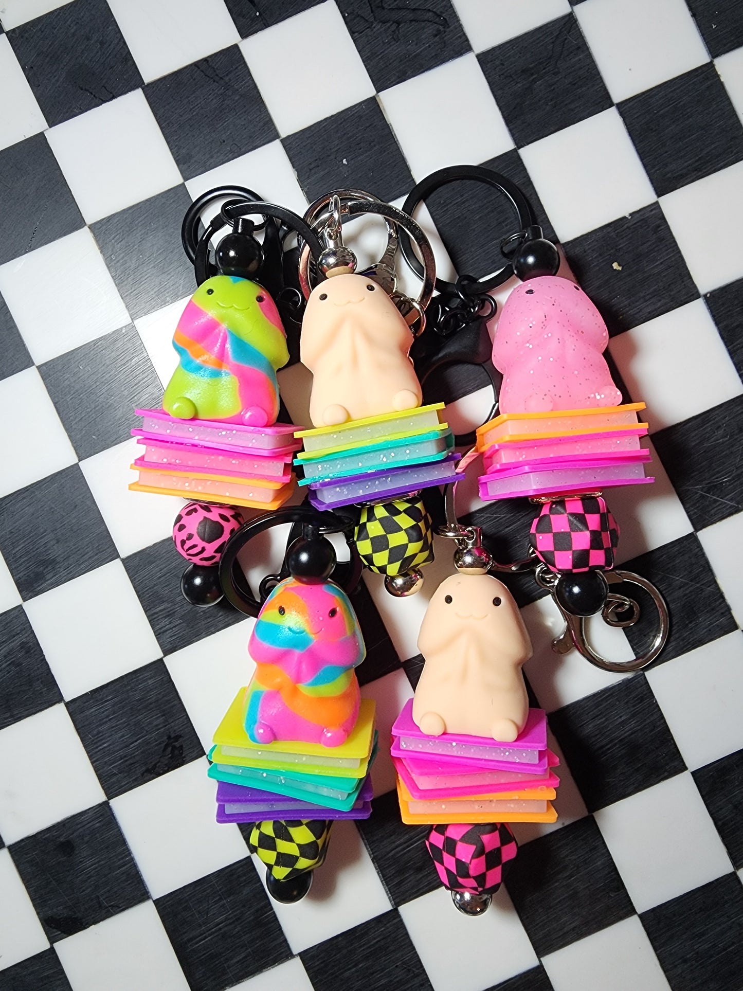 Richard keychains neon books booktok tiktok rainbow swirl