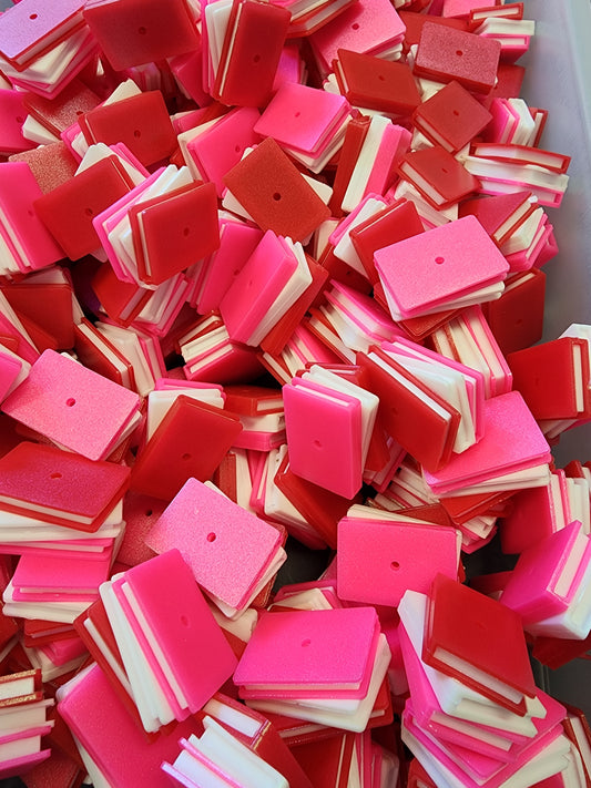 Valentines day book stack Stacks hot pink white and red with opal coating books beads focal