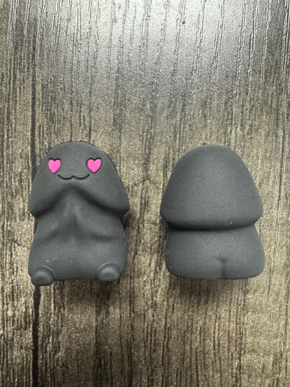 Black with Pink Heart Eye Amor Richard Copyrighted Naughty Silicone Focal