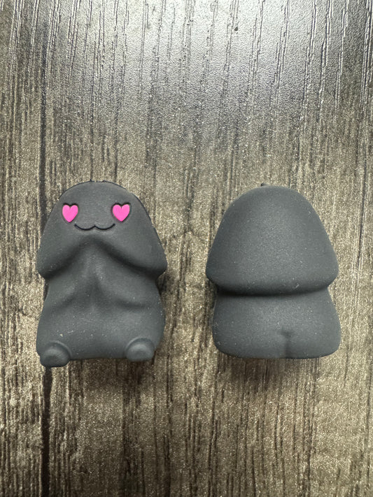Black with Pink Heart Eye Amor Richard Copyrighted Naughty Silicone Focal