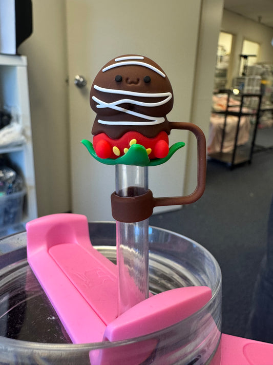 Chocolate Covered Strawberry Richard Stanley Straw Topper Copyrighted Custom Silicone