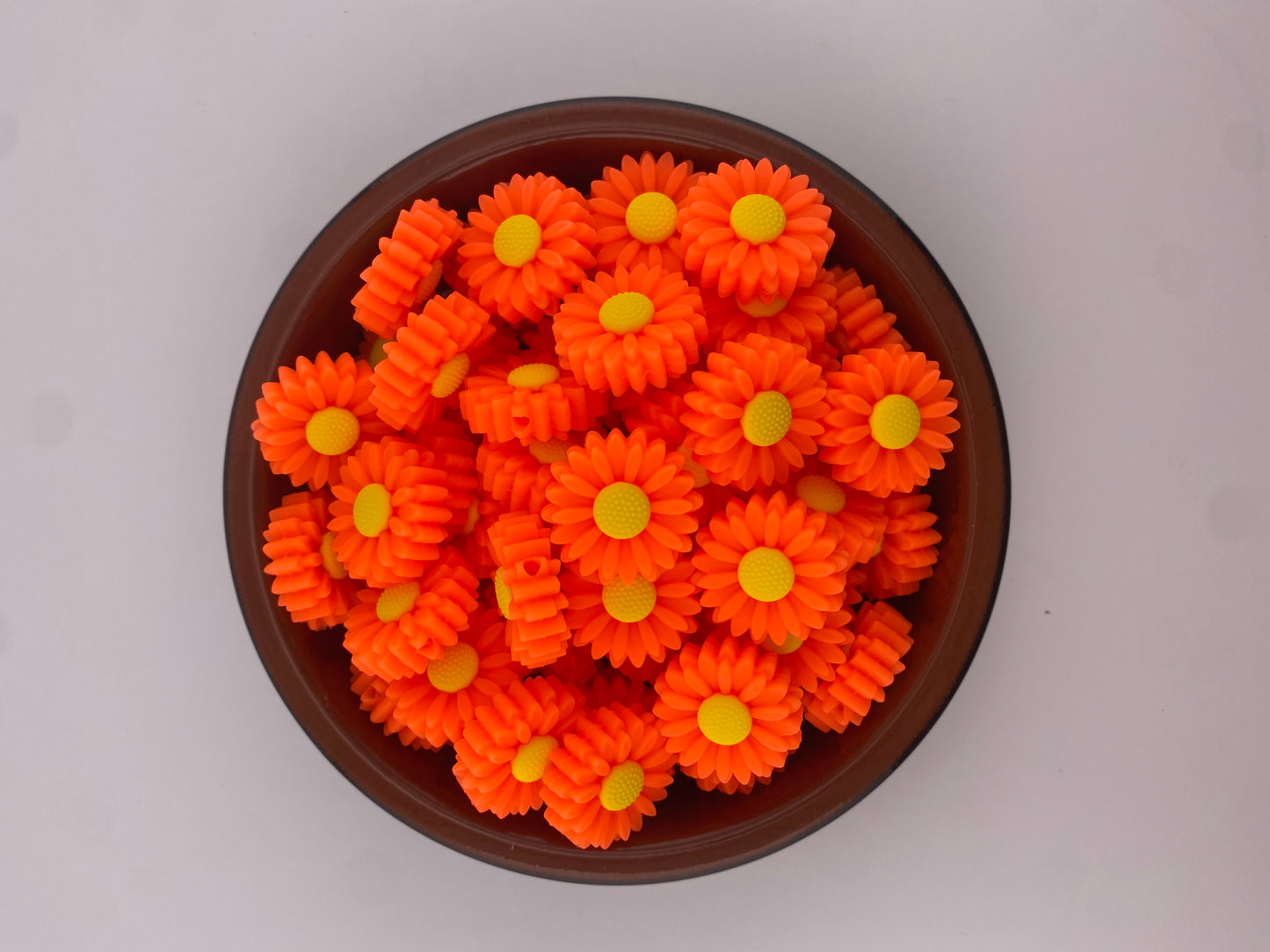 Dark Orange Neon Flower Daisy Custom Exclusive Silicone Focal