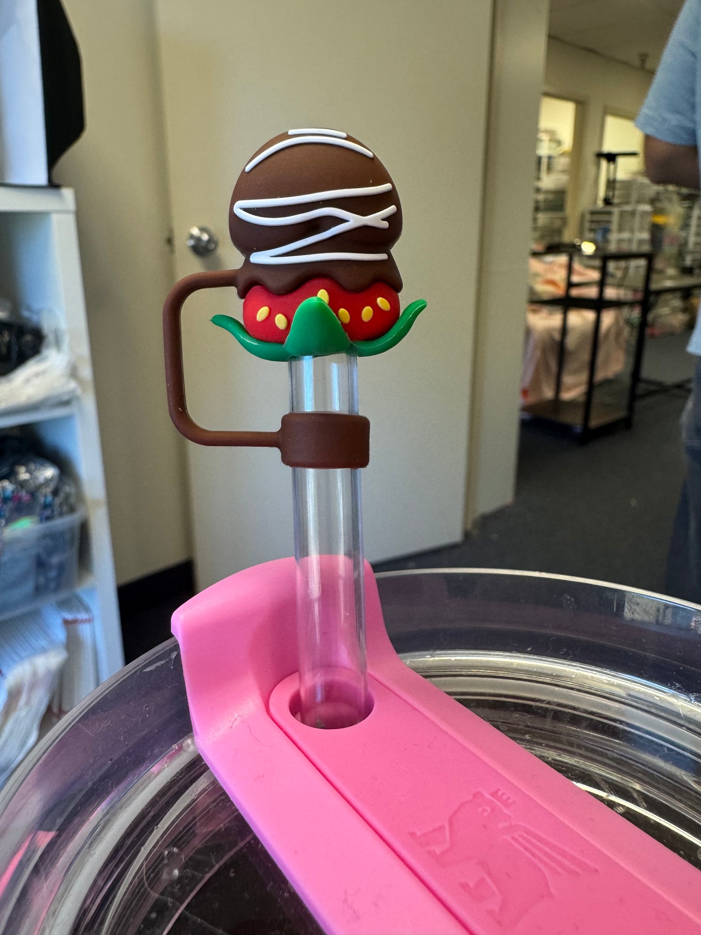 Chocolate Covered Strawberry Richard Stanley Straw Topper Copyrighted Custom Silicone