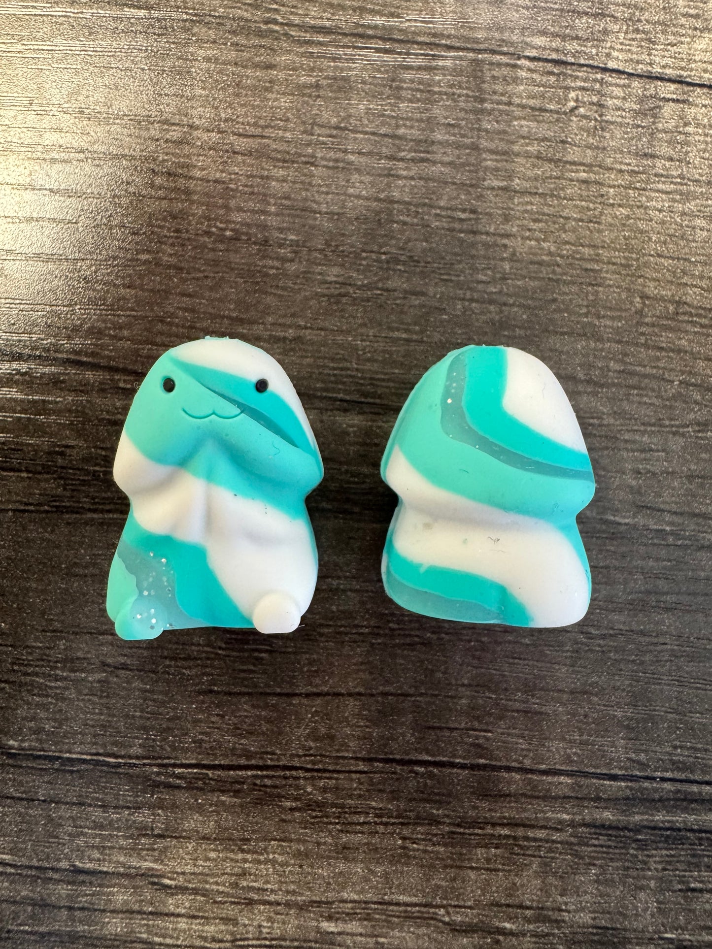 Teal Glitter Swirl Richard Copyrighted Custom Silicone Focal