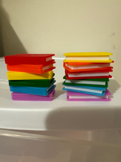 Custom exclusive stacked books rainbow colored silicone focal beads