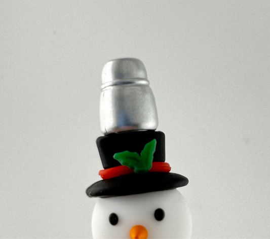 RED Hat Christmas Mistletoe Snowman Hat Silicone Focal Exclusive