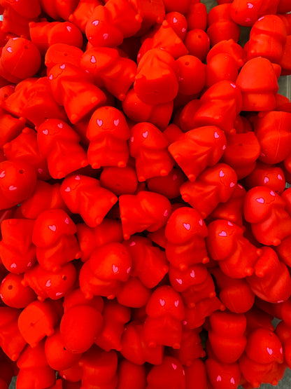 Exclusive valentines day silicone richard focal beads red with hot pink heart eyes