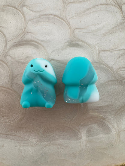MINI Teal White Glitter Swirl Richard Copyrighted Silicone Focal