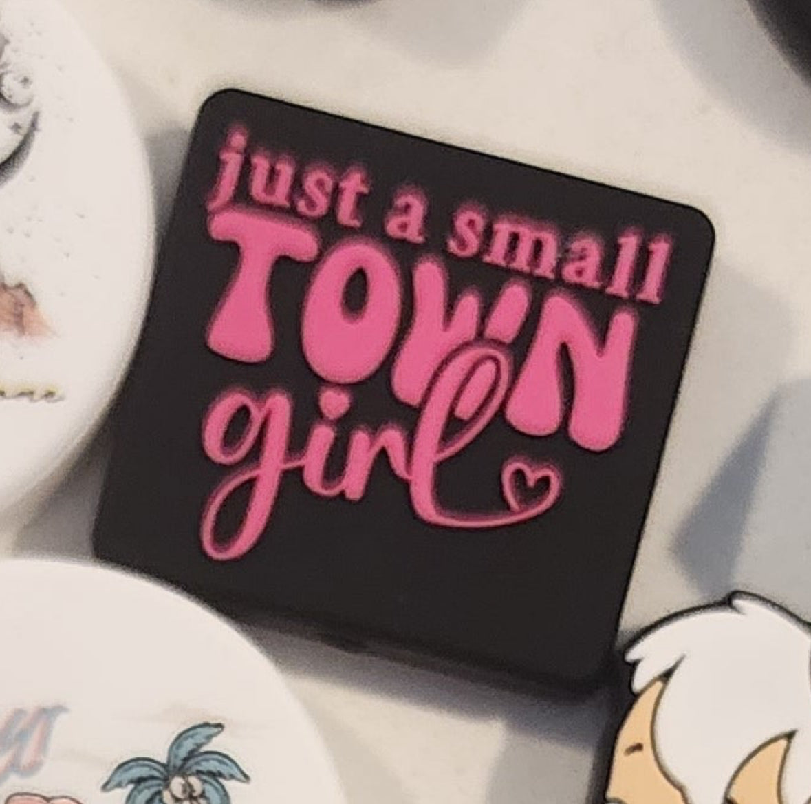 Small town girl pink silicone focal bead