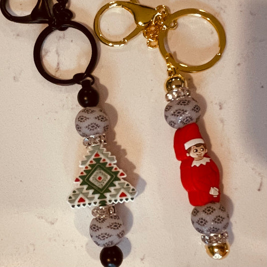 Tree and elf keychains Christmas keychains