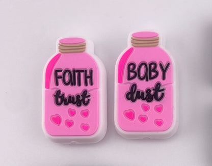 Faith trust baby Silicone focal beads bead dust Ivf lucky transfer day luck double sided