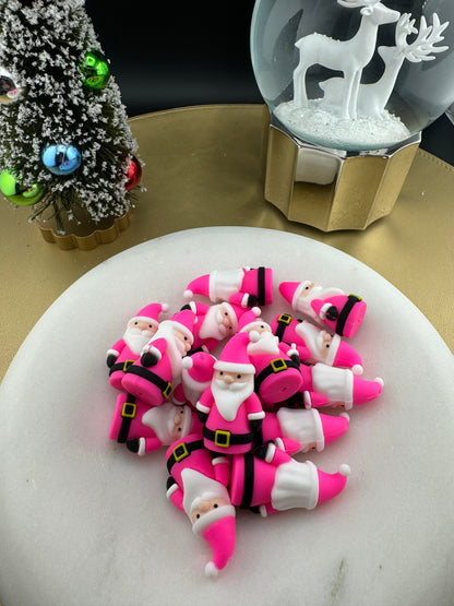 3D Pink Santa Christmas Custom Exclusive Silicone Focal