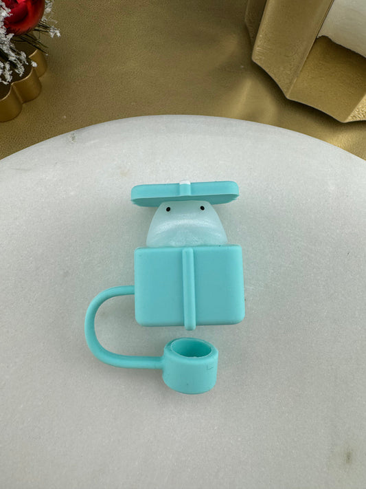 Richard in a Box Naughty Present Straw Topper Tiffany Blue Custom Exclusive Silicone