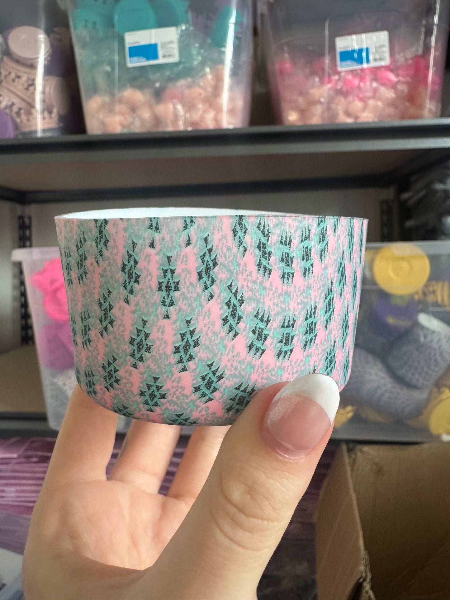 Pink and Teal Aztec Boot for Tumbler