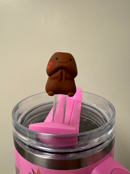 Dark Brown Richard Sip Tip with Kiss for Stanley Tumbler Custom Exclusive Straw Topper