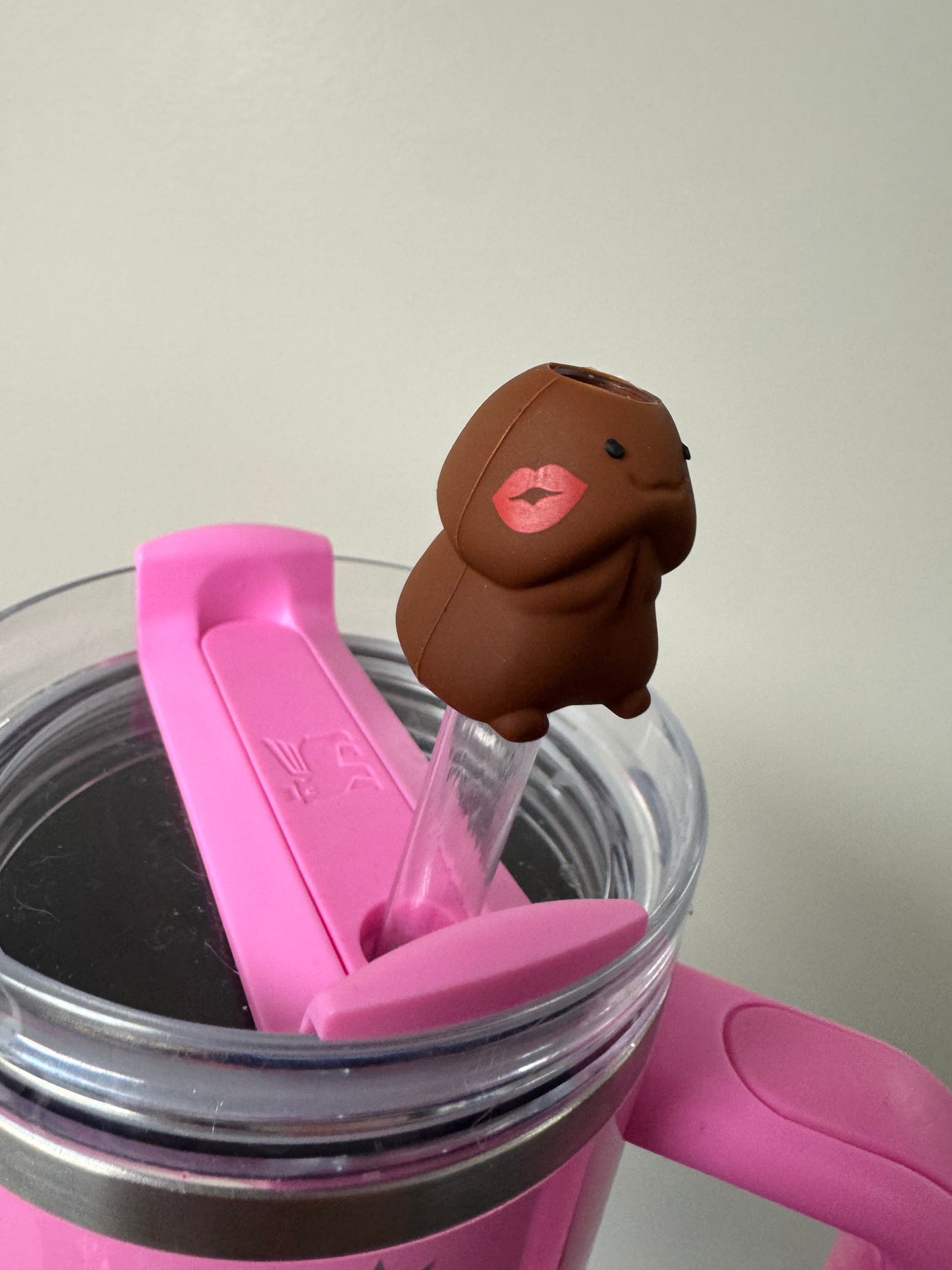 Dark Brown Richard Sip Tip with Kiss for Stanley Tumbler Custom Exclusive Straw Topper