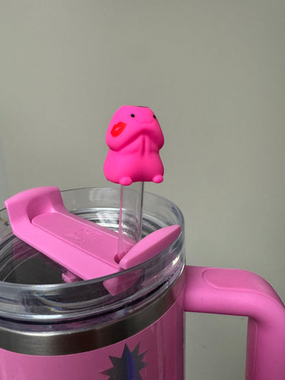 Hot Pink Richard Sip Tip with Kiss for Stanley Tumbler Custom Exclusive Straw Topper