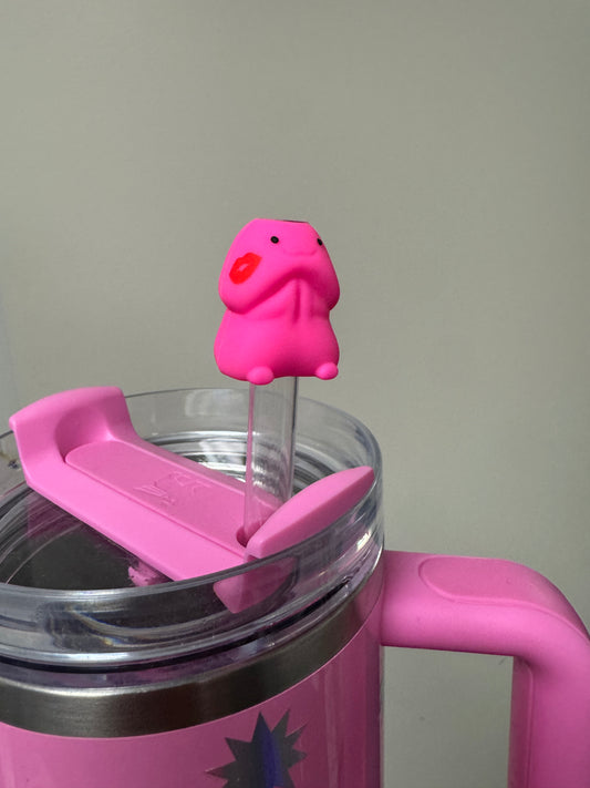 Hot Pink Richard Sip Tip with Kiss for Stanley Tumbler Custom Exclusive Straw Topper
