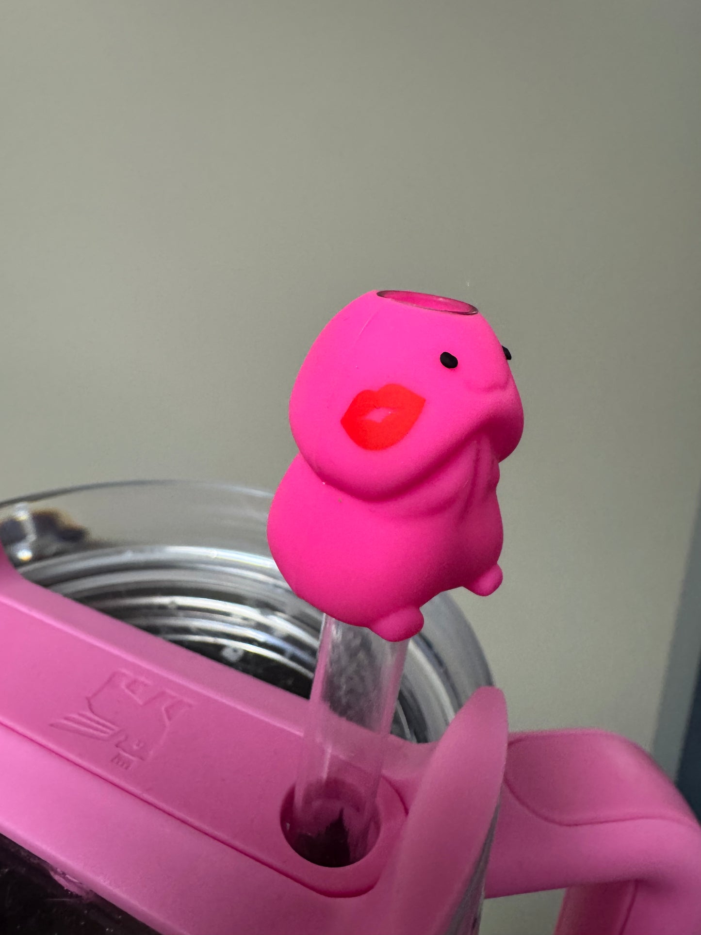Hot Pink Richard Sip Tip with Kiss for Stanley Tumbler Custom Exclusive Straw Topper