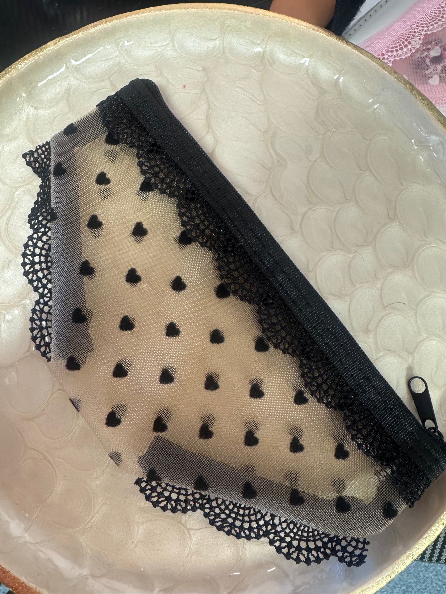 Black Lace Trim Panty Pouch