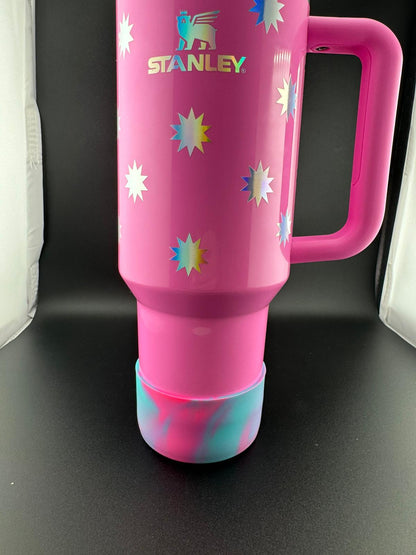 Silicone cup boot for stanley tumbler cup pink swirl