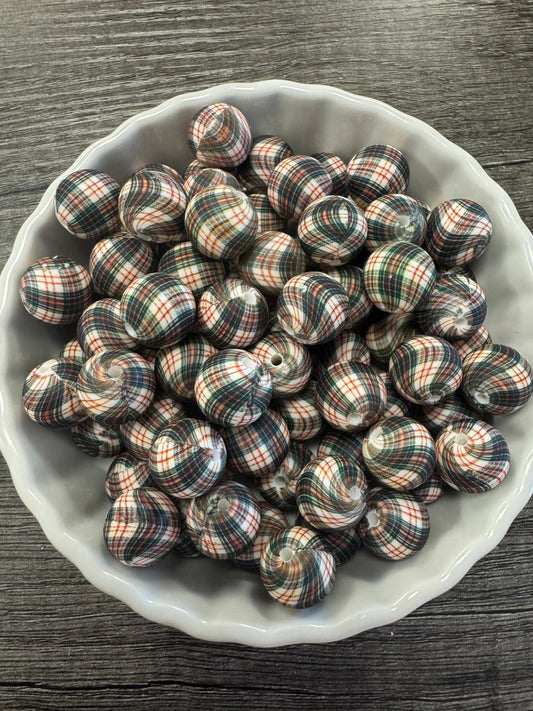 Plaid 15mm Custom Silicone Bead