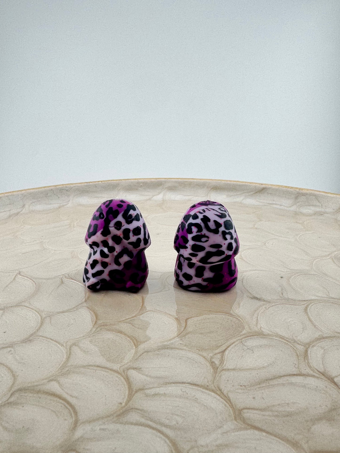 Purple swirl glitter Sadie Cheetah print Richard copyrighted silicone focal