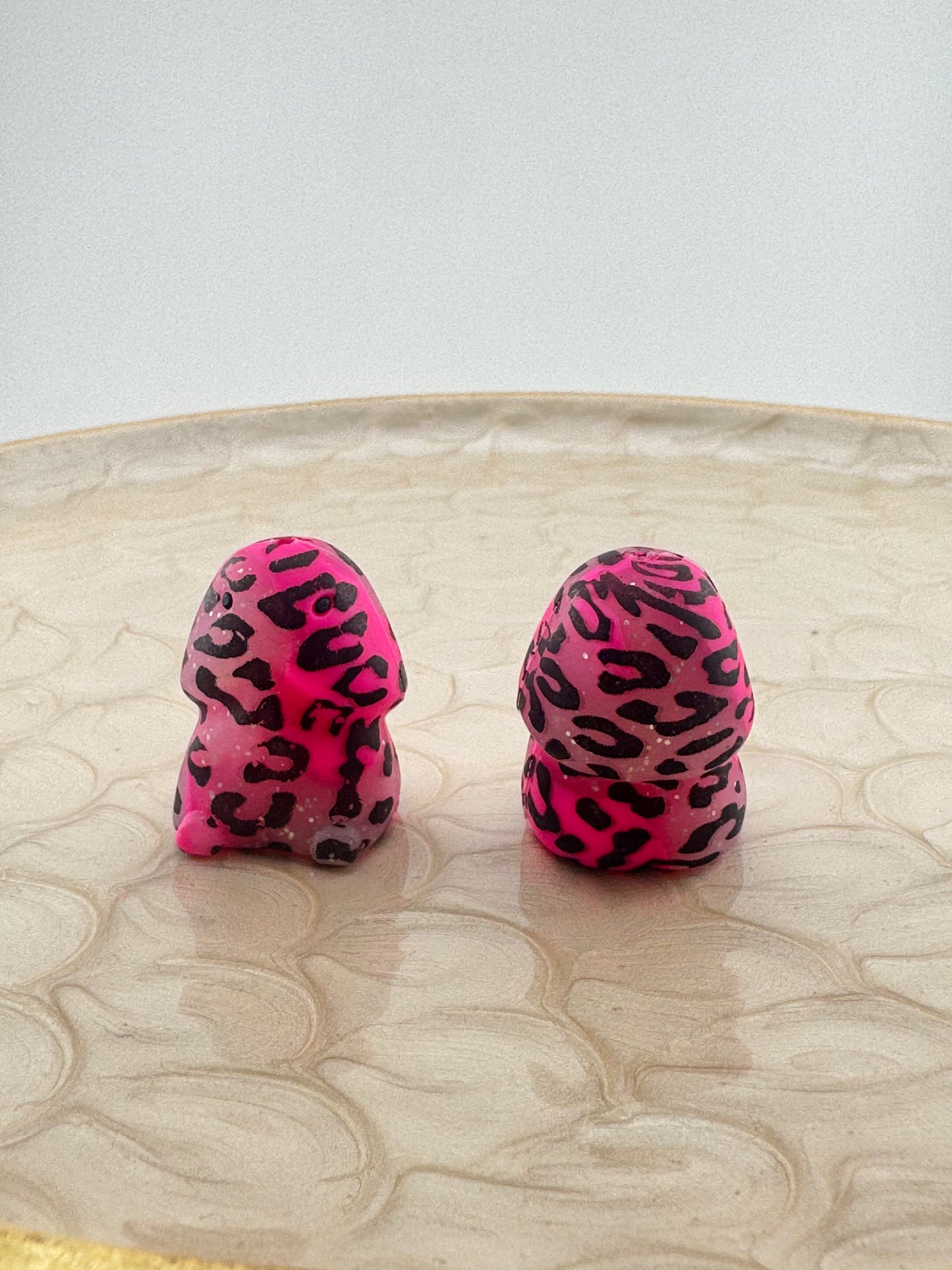 Pink swirl glitter Sadie cheetah Richard copyrighted silicone focal