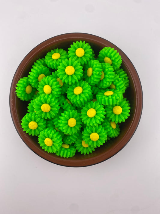 Green Neon Flower Daisy Custom Exclusive Silicone Focal