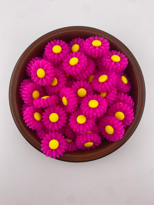 Magenta Neon Flower Daisy Silicone Exclusive Custom Focal