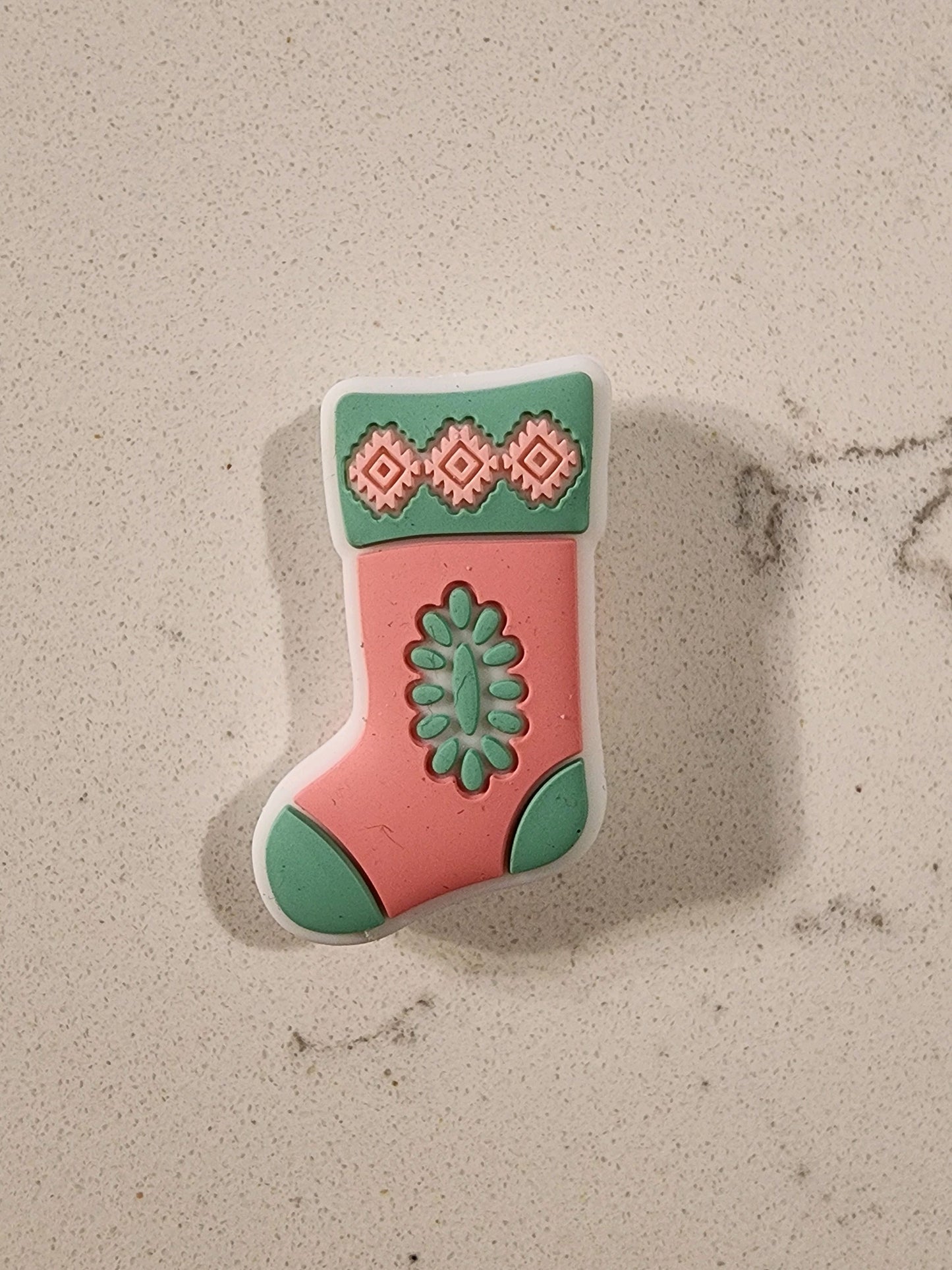 aztec stocking christmas silicone focal bead custom color