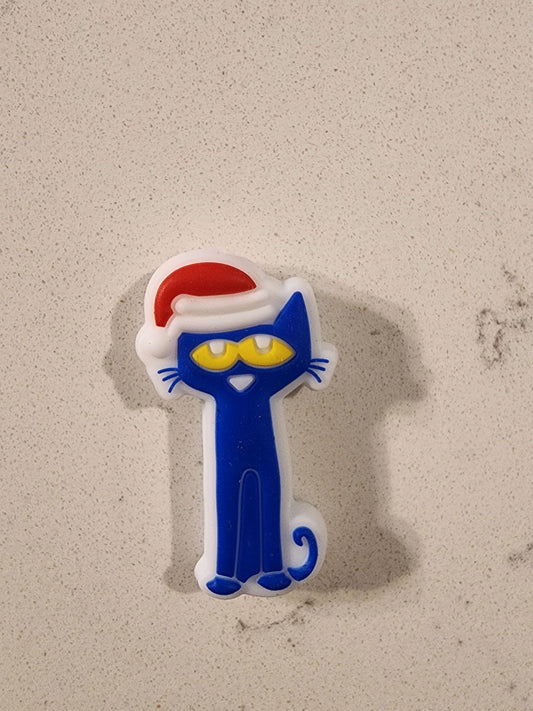 Pete the cat christmas hat book character silicone focal bead