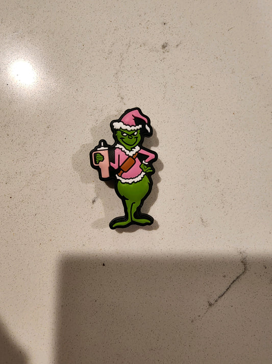 mean one pink bougie with cup and crossbody christmas focal grinch