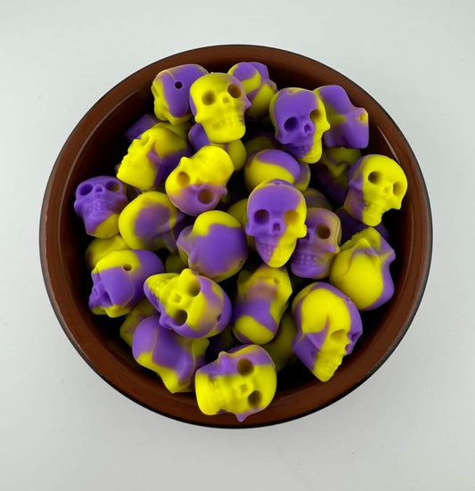 Halloween swirl purple lime neon custom skull beads silicone bead