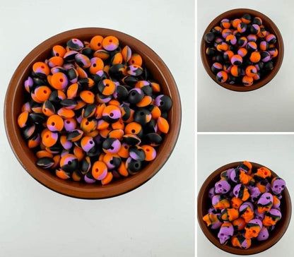 Halloween 12mm lentils and 15mm rounds custom color exclusive swirl black purple orange