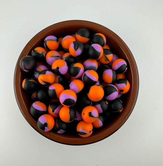 Halloween 12mm lentils and 15mm rounds custom color exclusive swirl black purple orange