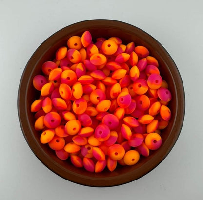 Pinks and oranges custom silicone 12mm lentils and 15mm rounds exclusive colors swirl bead beads