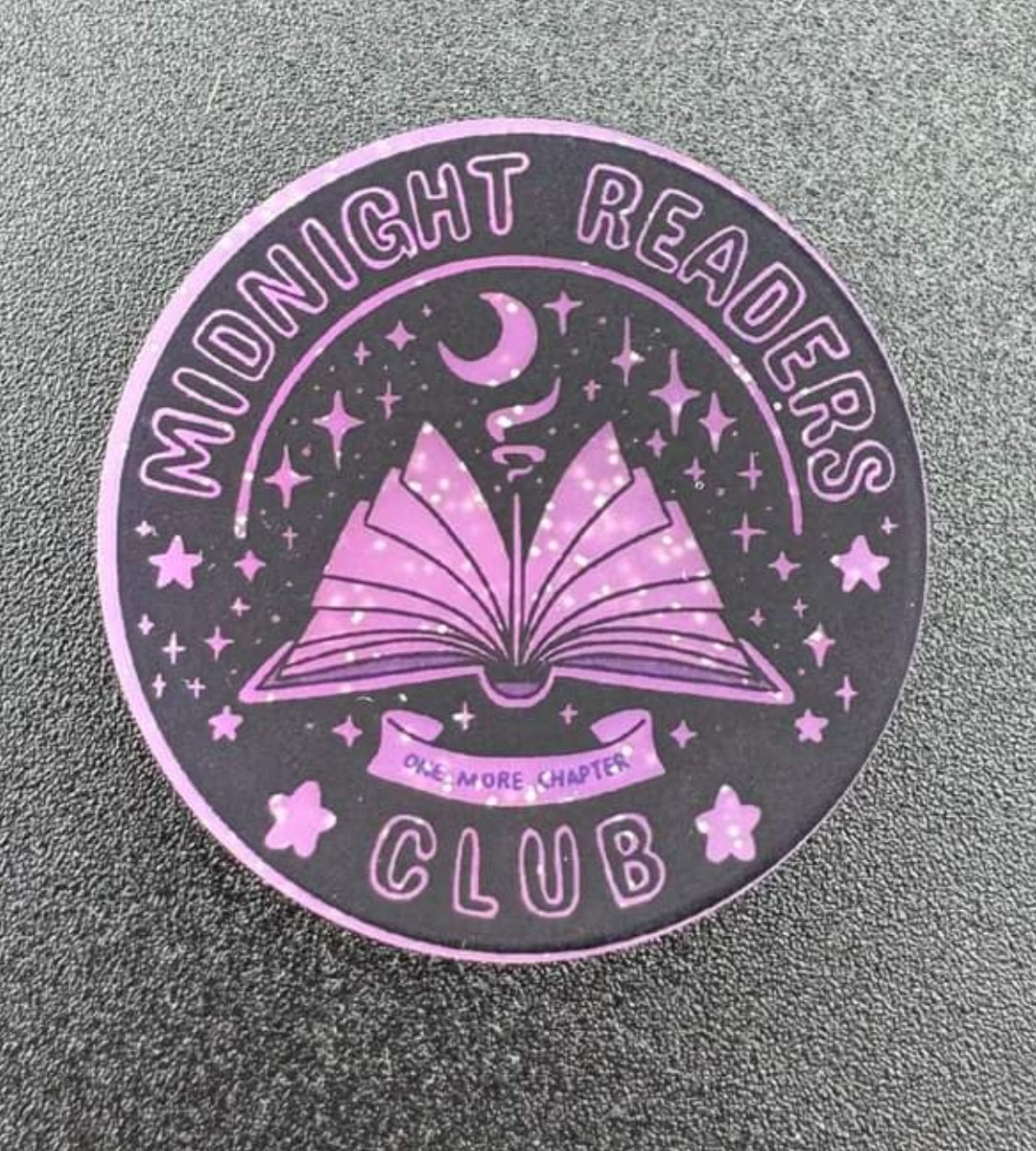 Midnight reader club one more chapter custom silicone print bead pink glitter