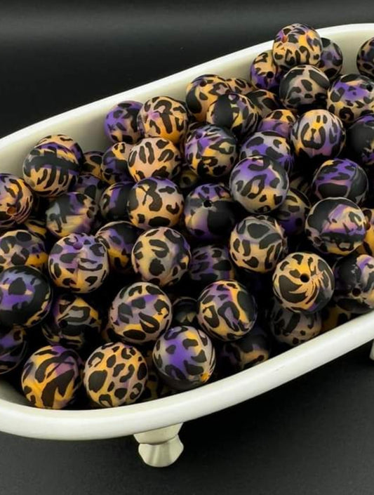 Custom cheetah print halloween swirl fifteen millimeter print beads