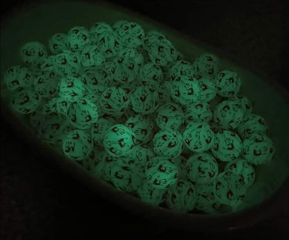 Custom exclusive bloody hands glow in the dark 15 millimeter print beads