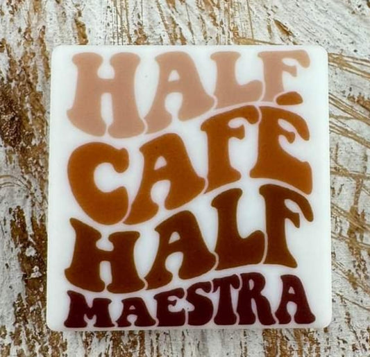 Half cafe half maestra custom 
Silicone focal beads coffee teacher bead Spanish Español bead